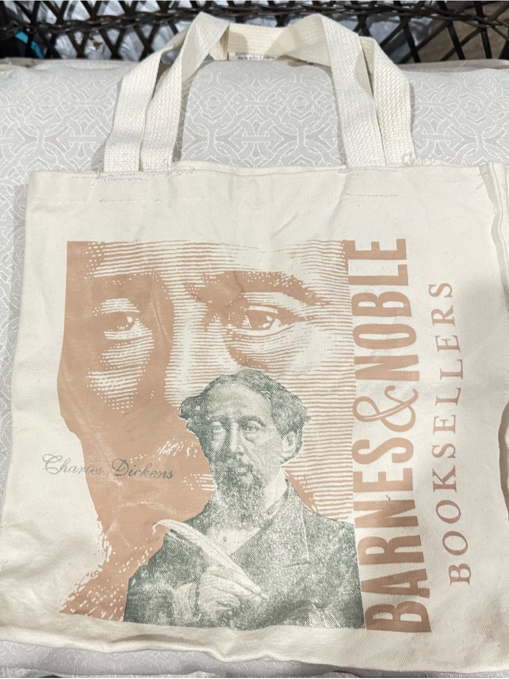 Vintage 1990s Barnes & Noble "Charles Dickens" Canvas Tote Bag - Brand New